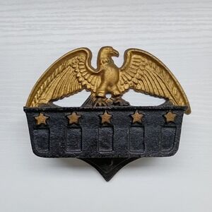 Vintage Wilton Brass & Cast Iron Wall Mount Match Holder Eagle Americana